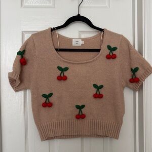 Short Sleeve 3D Cherry Sweater